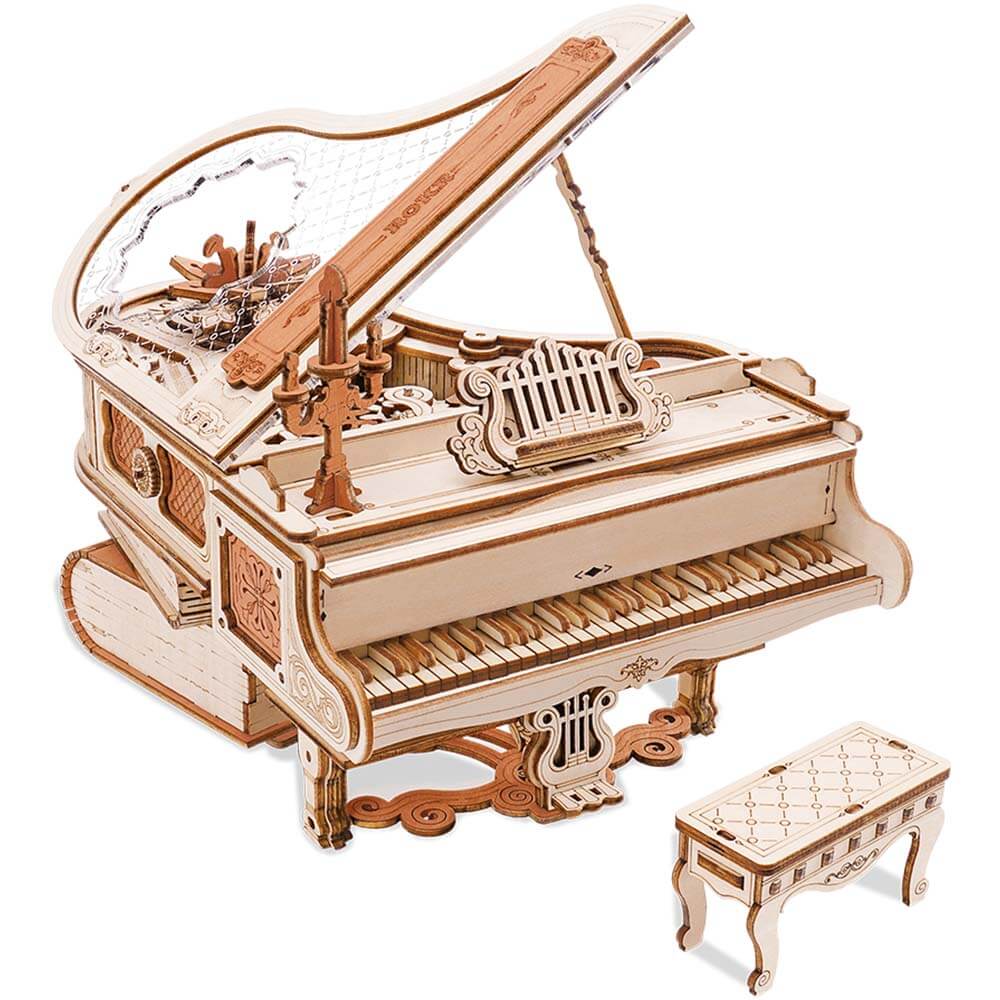 Magic Piano — Miniature Wooden Concert Grand Kit (Natural Wood