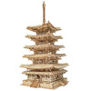 Five-Storied Pagoda Wooden Model Kit — Plywood DIY Pagoda (Light Brown)