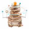 Rotatable Mechanical Orrery — Wooden Solar System Model (Light Beige, Painted Planets)