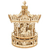 Romantic Carousel — Light Wood Mechanical Music Box (Plywood, Winding)