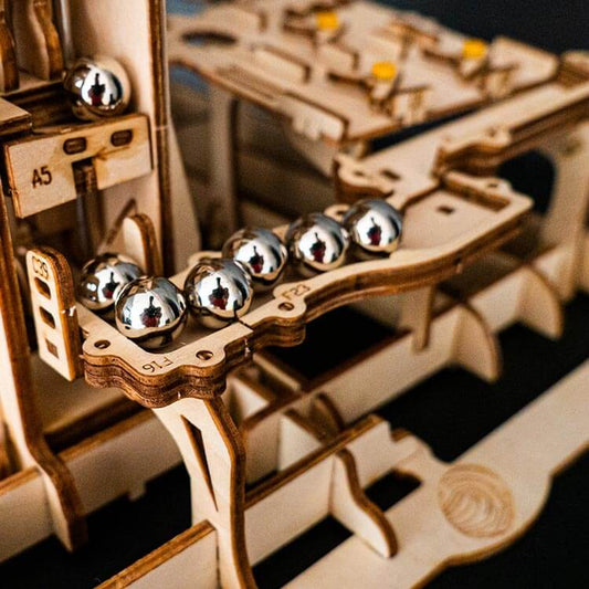 Marble Run: Pinball Coaster — Plywood Tabletop Puzzle (Natural Light Brown)