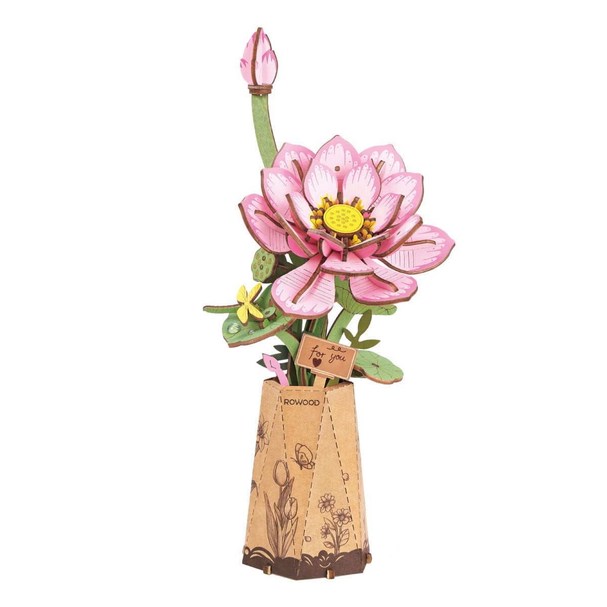Wooden-Town Lotus 3D wooden flower puzzle kit