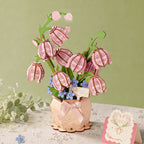 Wooden-Town Pink Lily of the Valley 3D wooden flower puzzle kit – image 5 of 6