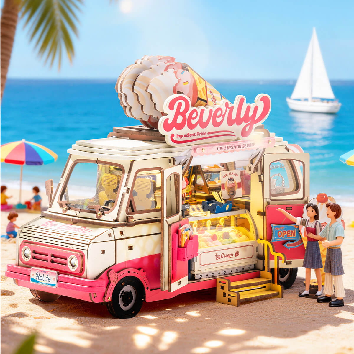 Wooden-Town - Leo’s Beverly’s Ice Cream Truck 3D Wooden Puzzle Kit