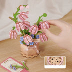 Wooden-Town Pink Lily of the Valley 3D wooden flower puzzle kit – image 4 of 6