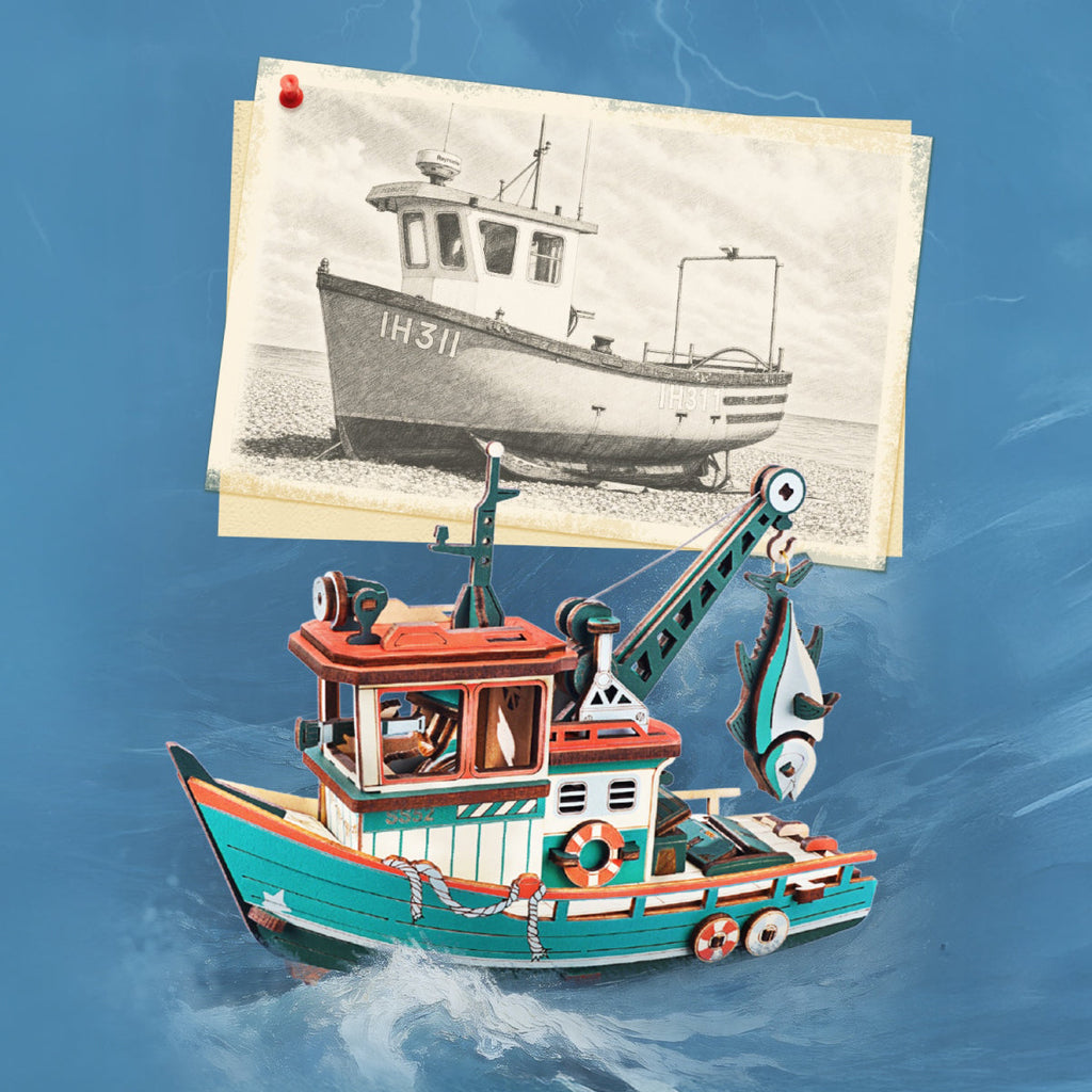 Wooden-Town Lucky Trawler 3D wooden mechanical model kit – image 4 of 5