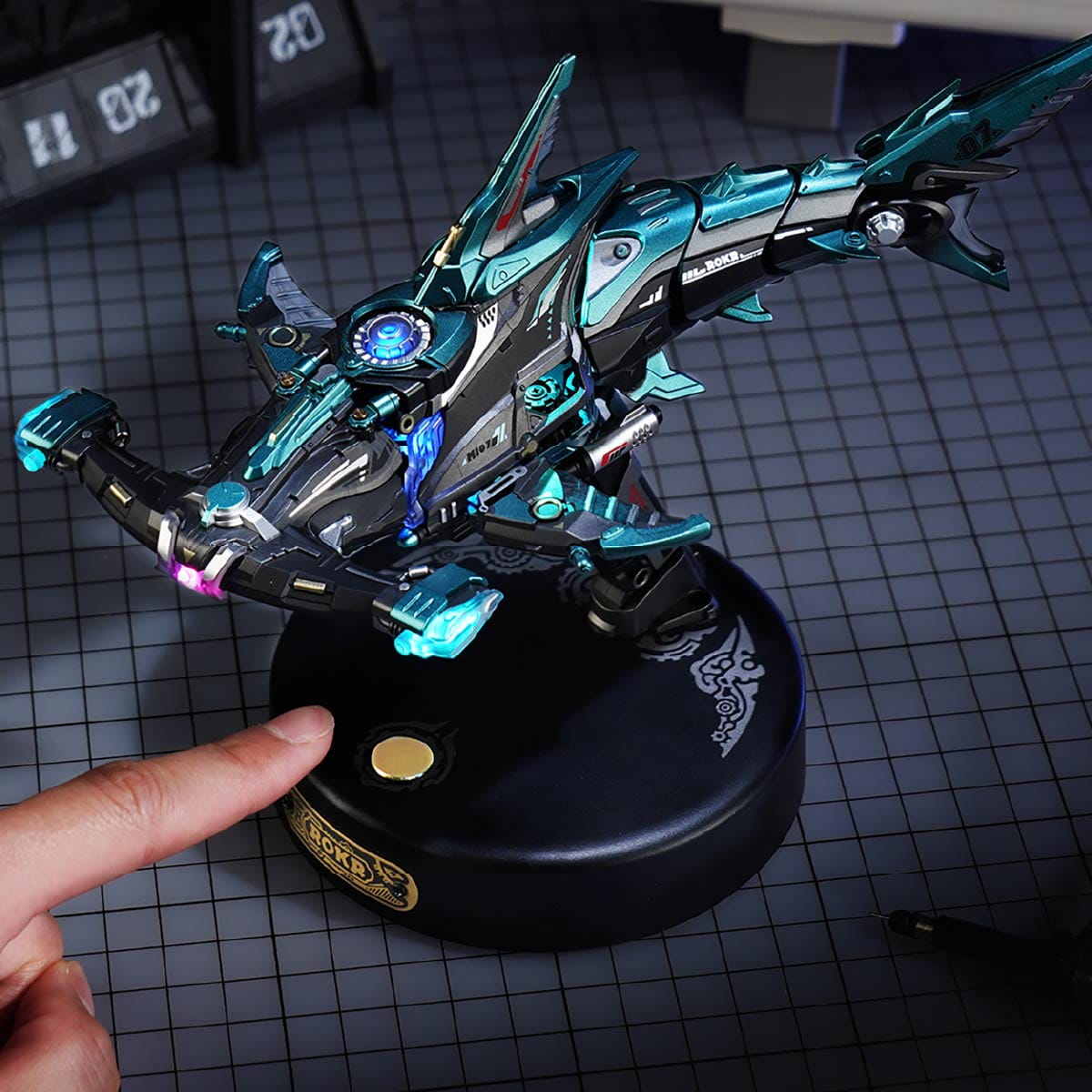 Wooden Town - Hammerhead Shark 3D Mechanical Model Kit with LED Light