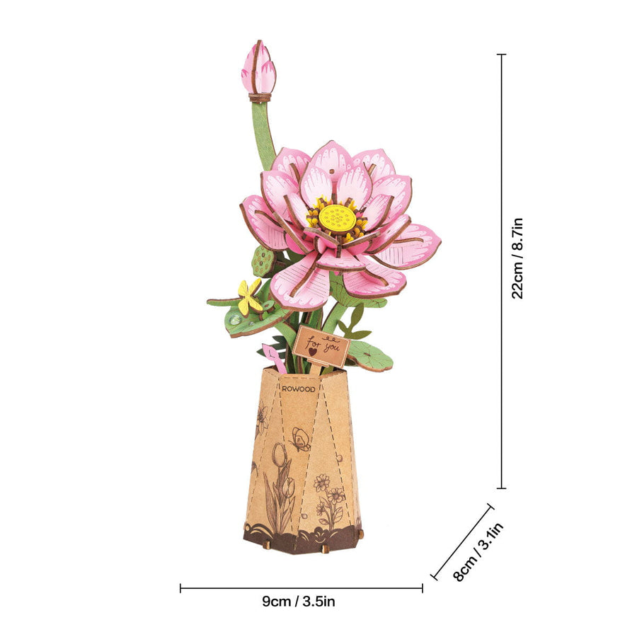 Wooden-Town Lotus 3D wooden flower puzzle kit – image 3 of 6