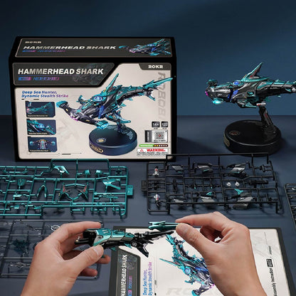 Wooden Town - Hammerhead Shark 3D Mechanical Model Kit with LED Light