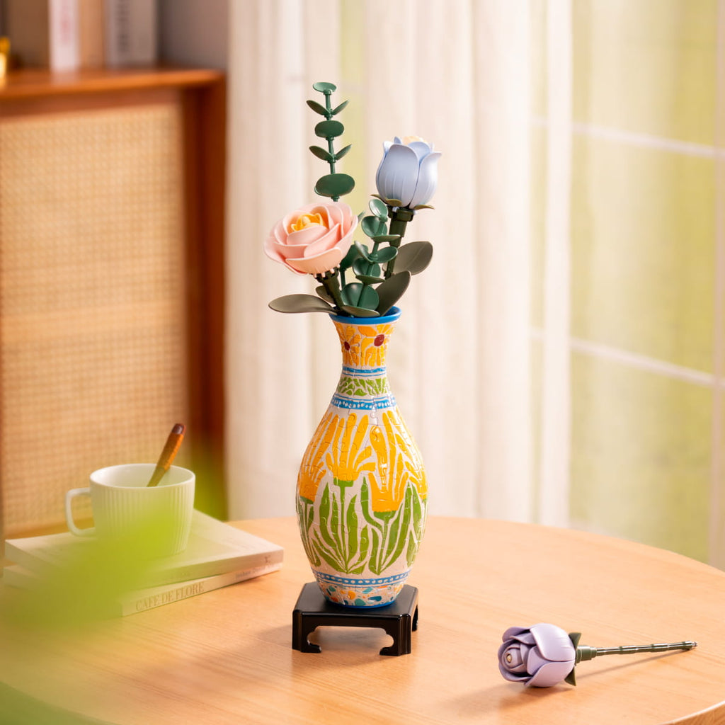 Wooden-Town Sunset Mosaic Puzzle Vase 3D flower vase puzzle kit – image 2 of 5