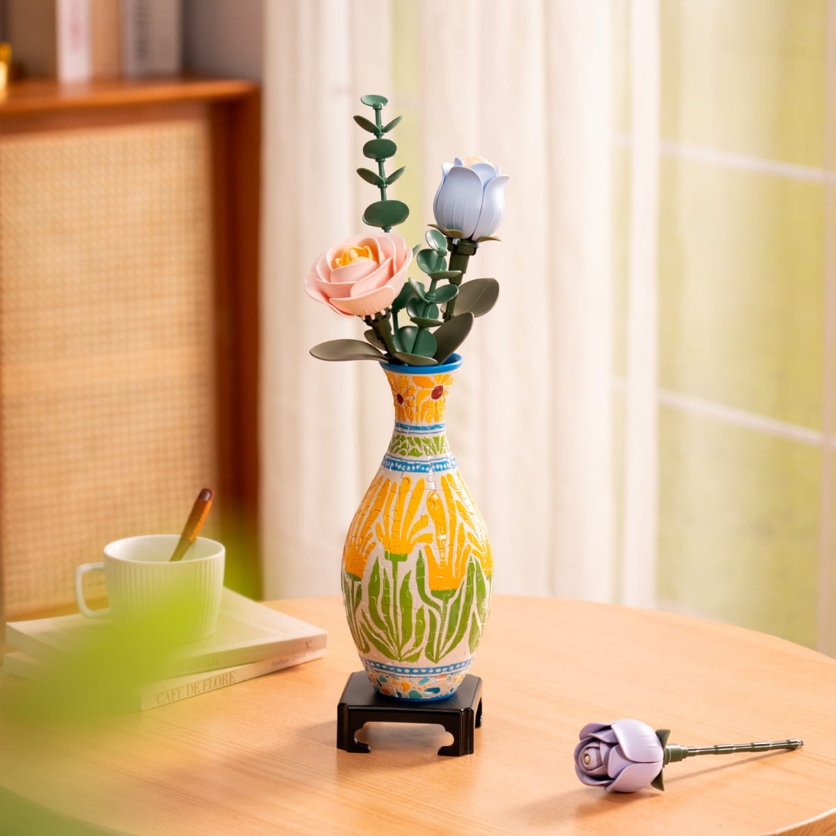 Wooden-Town Sunset Mosaic Puzzle Vase 3D flower vase puzzle kit – image 2 of 5