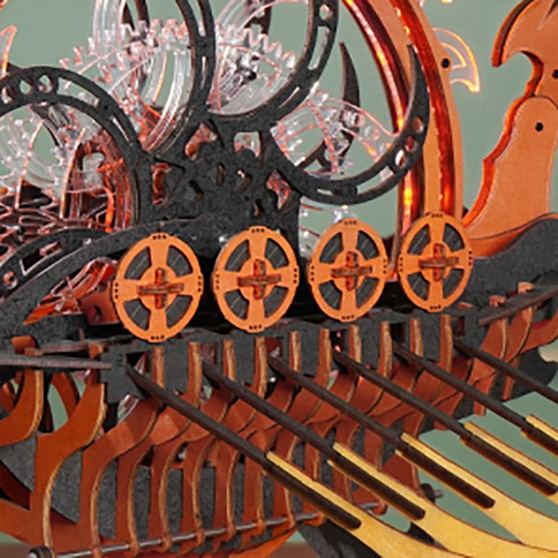 Viking Dragon Ship Wooden Model Kit – Interactive Decor