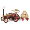 Steam Engine Wooden Locomotive Model — Red/Natural Wood, 3-Speed Collectible