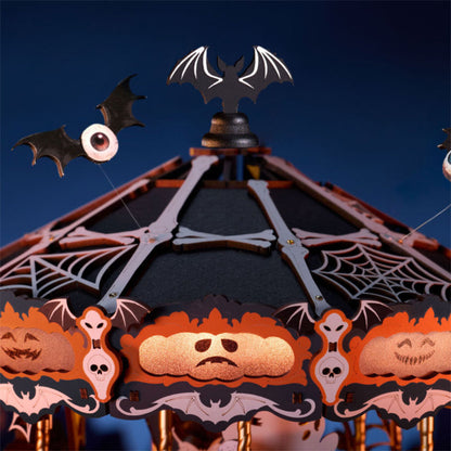 Wooden-Town Phantom Waltz Halloween Carousel DIY Music Box with LED Light – 402 Pieces