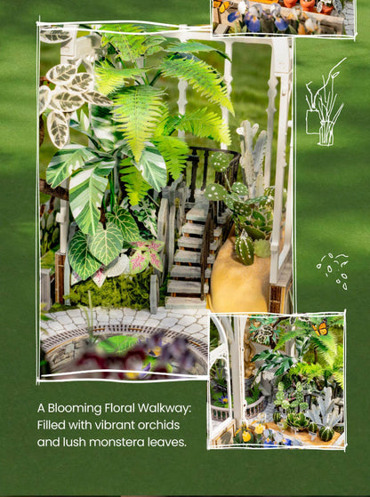 Wooden-Town - Oxygen Oasis Victorian Greenhouse DIY Miniature House Kit with LED Light