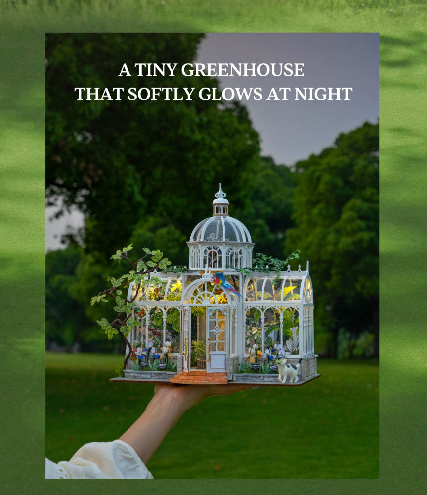 Wooden-Town - Oxygen Oasis Victorian Greenhouse DIY Miniature House Kit with LED Light