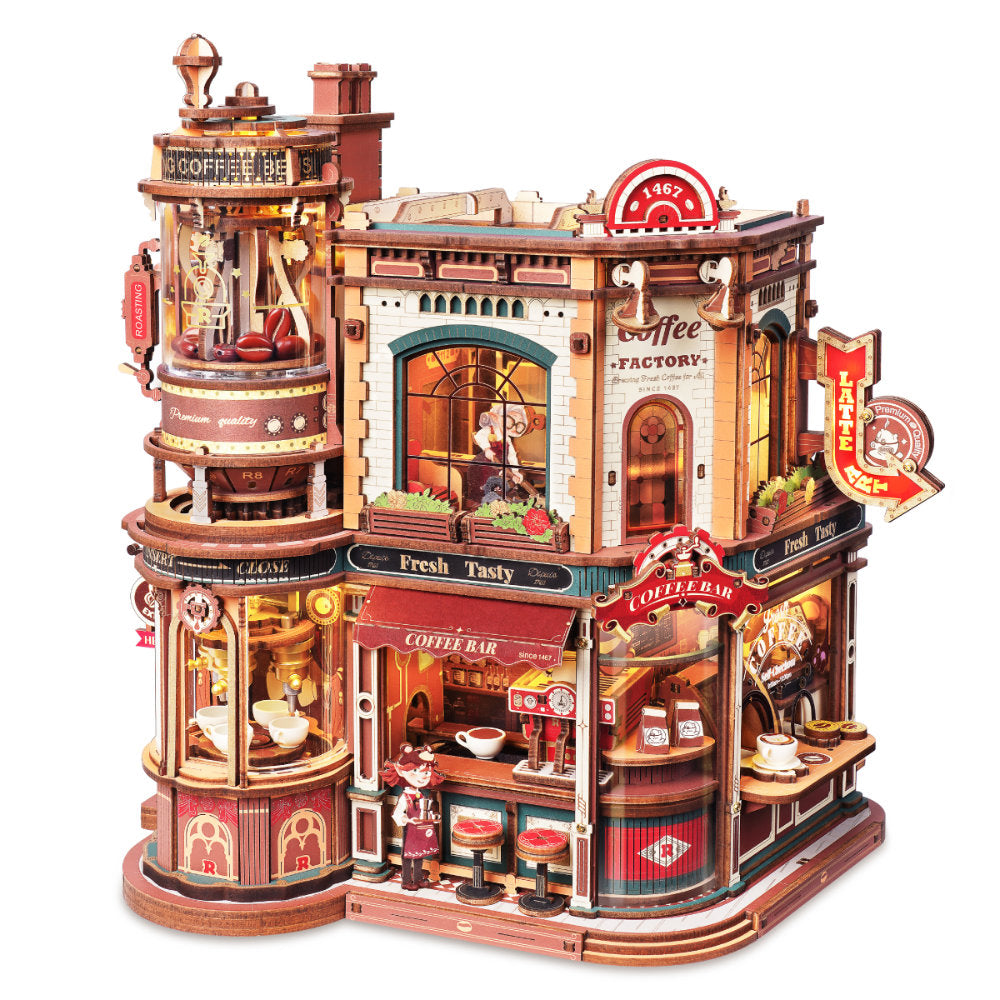 Wooden-Town - Dream Coffee Factory Music Box 3D Wooden Puzzle Kit