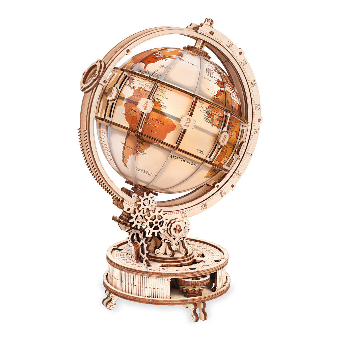 Wooden-Town - Luminous Globe 3D Wooden Puzzle Kit with LED Light