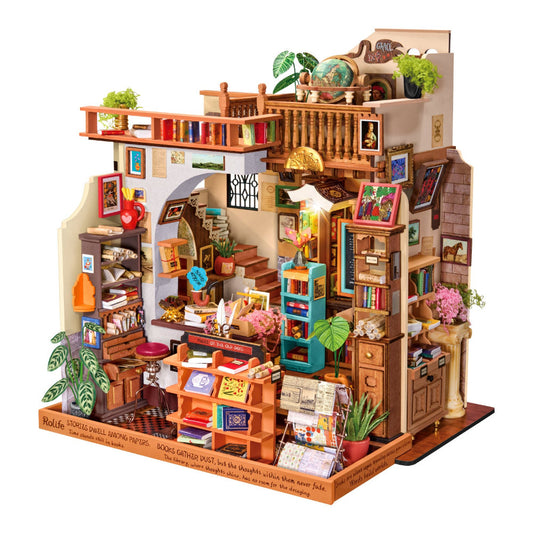 1Wooden-Town-PagestoryBooksDIYMiniatureHouseKitwithLEDLight_BookshopLibrary