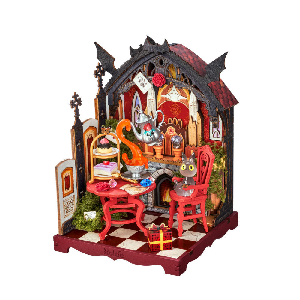 Wooden-Town - Rosa Salon Gothic DIY Miniature House Kit with LED Light