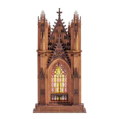 Wooden-Town - Rose Window Cathedral 3D Wooden Puzzle Kit with LED Light