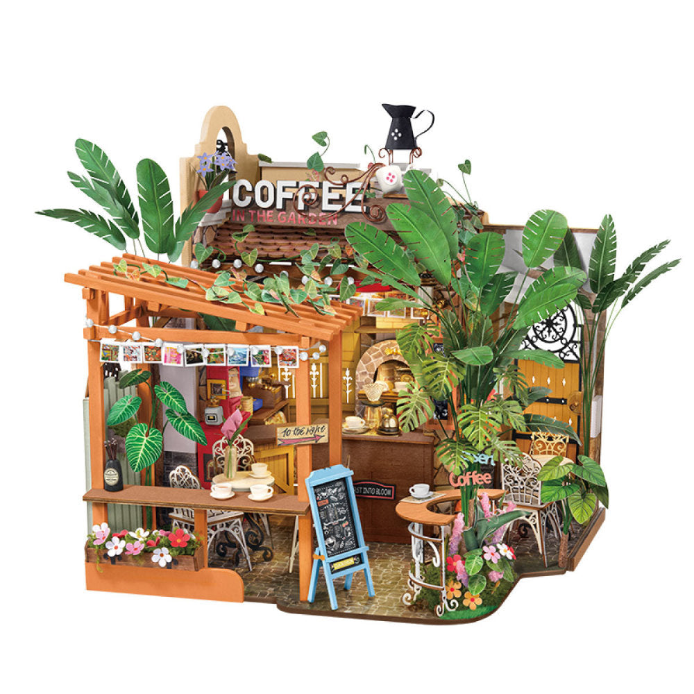 1Wooden-TownLeafreeCafeDIYMiniatureHouseKitwithLEDLight_GardenCoffeeShop