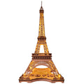 Night of the Eiffel Tower — Rusty Brown Wooden Model Kit, LED Light – 3D wooden model kit