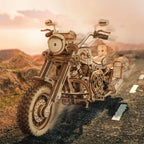 Cruiser Motorcycle Wooden Model Kit — Natural Wood, Wind-Up Engine – view 2