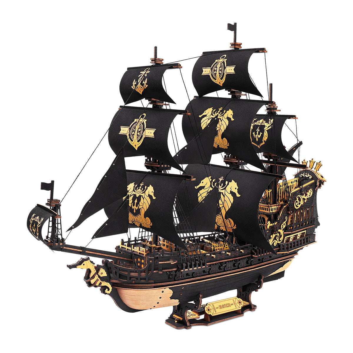3D Wooden Pirate Ship Model – Seahorse-Bark Puzzle