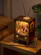 Sunset Carnival Wood Music Box Night Light — Retro TV Carnival Scene – view 2