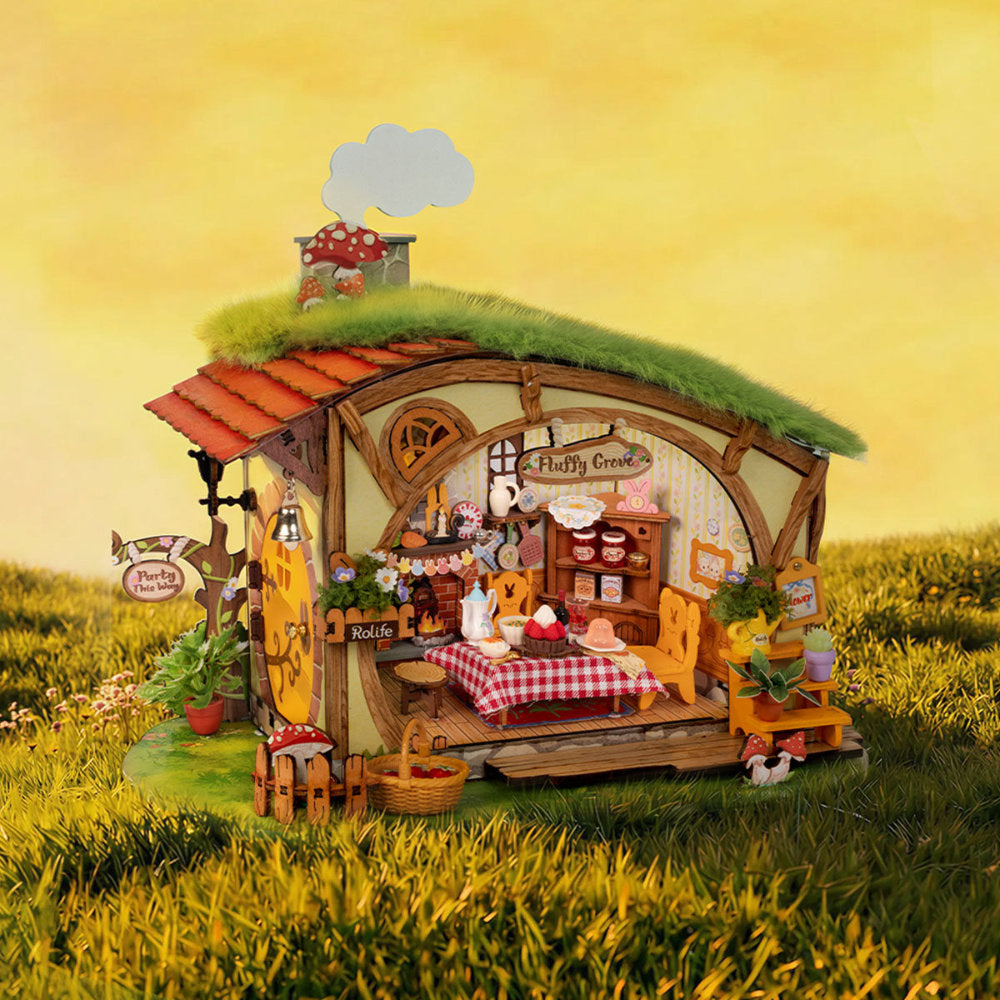 Wooden-Town - Fluffy Grove Cottage DIY Miniature House Kit with LED Light2