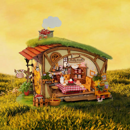 Wooden-Town - Fluffy Grove Cottage DIY Miniature House Kit with LED Light2