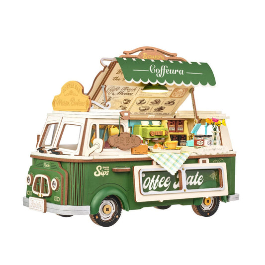 Wooden-Town - Leo’s Coffee Truck 3D Wooden Puzzle Kit with LED Light
