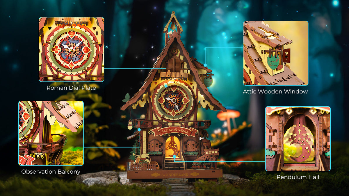 German Cuckoo Clock Mechanical 3D Wooden Puzzle Clock – DIY Fantasy Home Decor – view 3