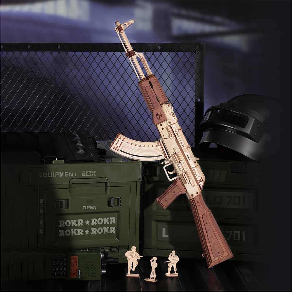 Birch Wood AK‑Style Rubber Band Gun Kit (Natural/Brown) – view 13