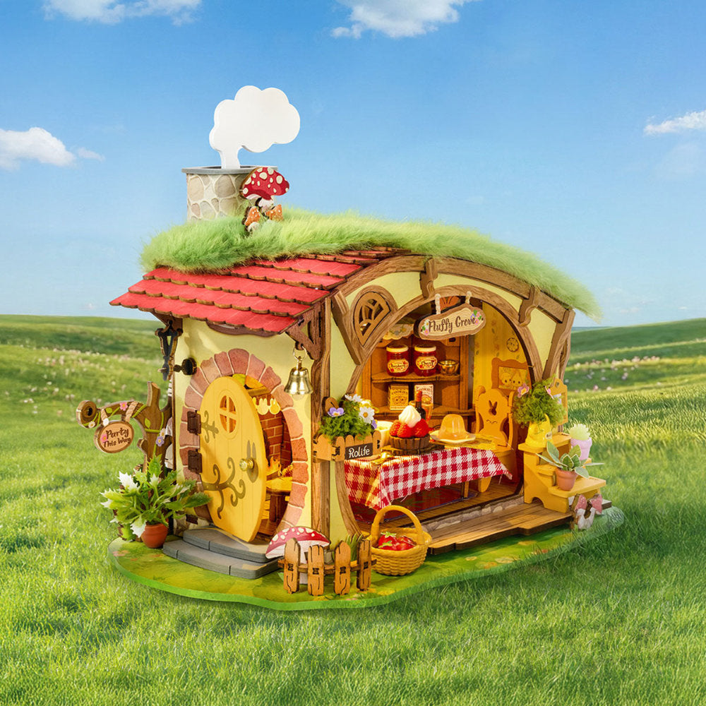 Wooden-Town - Fluffy Grove Cottage DIY Miniature House Kit with LED Light3