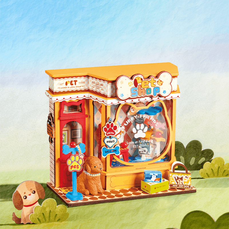 Wooden-Town Pawfect Pet Shop 3D wooden miniature puzzle kit