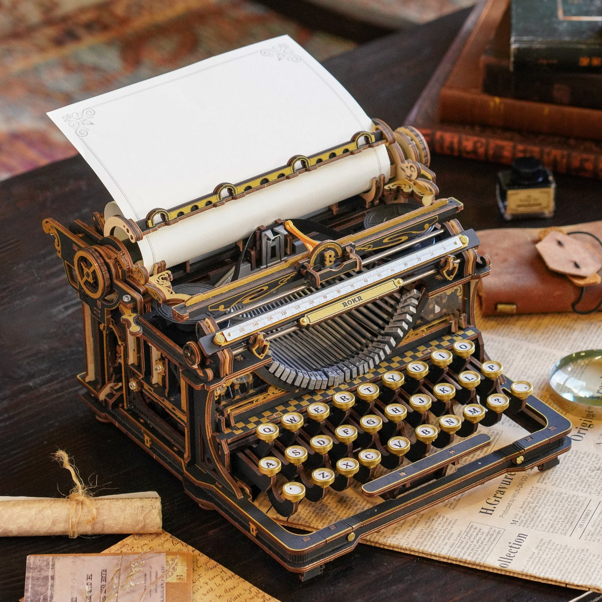Wooden-Town Mechanical Typewriter Magic Edition 3D wooden mechanical model kit – image 2 of 7