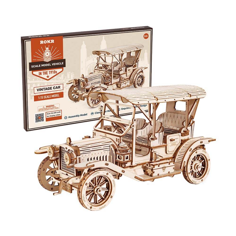 Vintage Car 1:15 Wooden Model Kit — Natural Wood, 20 cm – view 7