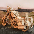 Cruiser Motorcycle Wooden Model Kit — Natural Wood, Wind-Up Engine – view 4