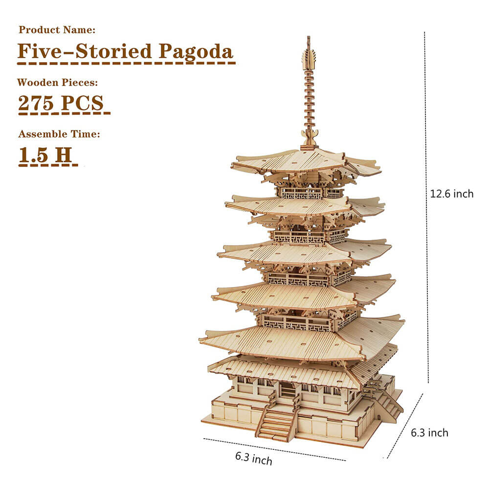 Five-Storied Pagoda Wooden Model Kit – view 5