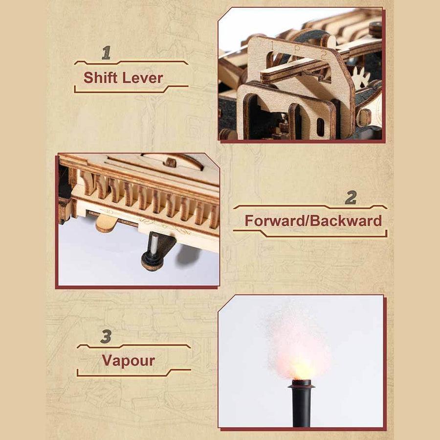 Steam Engine Wooden Locomotive Model – view 6