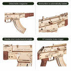 Birch Wood AK‑Style Rubber Band Gun Kit (Natural/Brown) – view 2