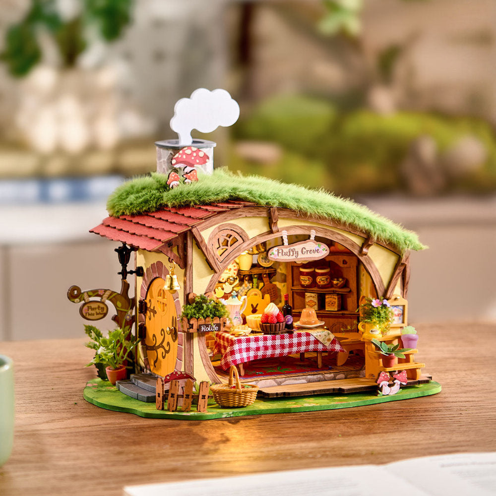 Wooden-Town - Fluffy Grove Cottage DIY Miniature House Kit with LED Light4