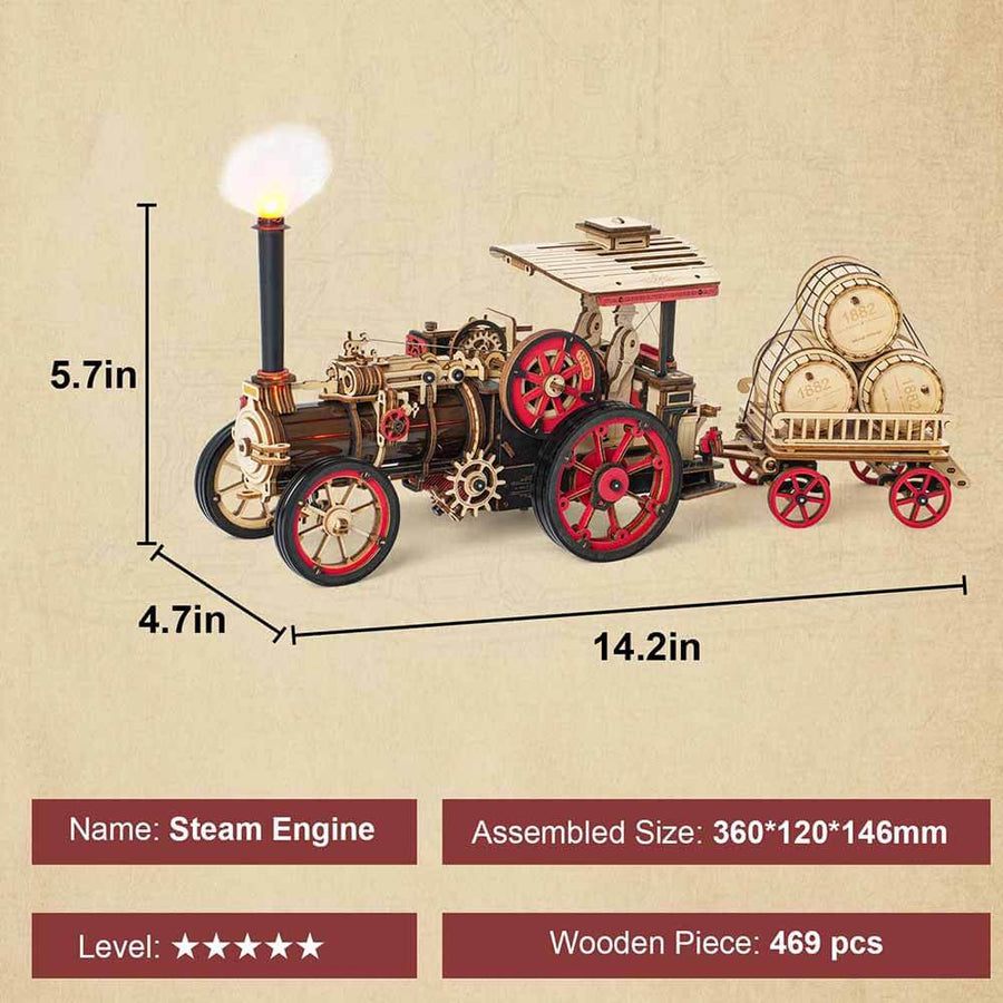 Steam Engine Wooden Locomotive Model – view 7