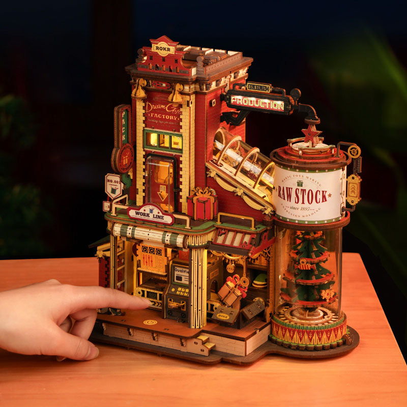 Santa's Gift Factory Wooden Music Box