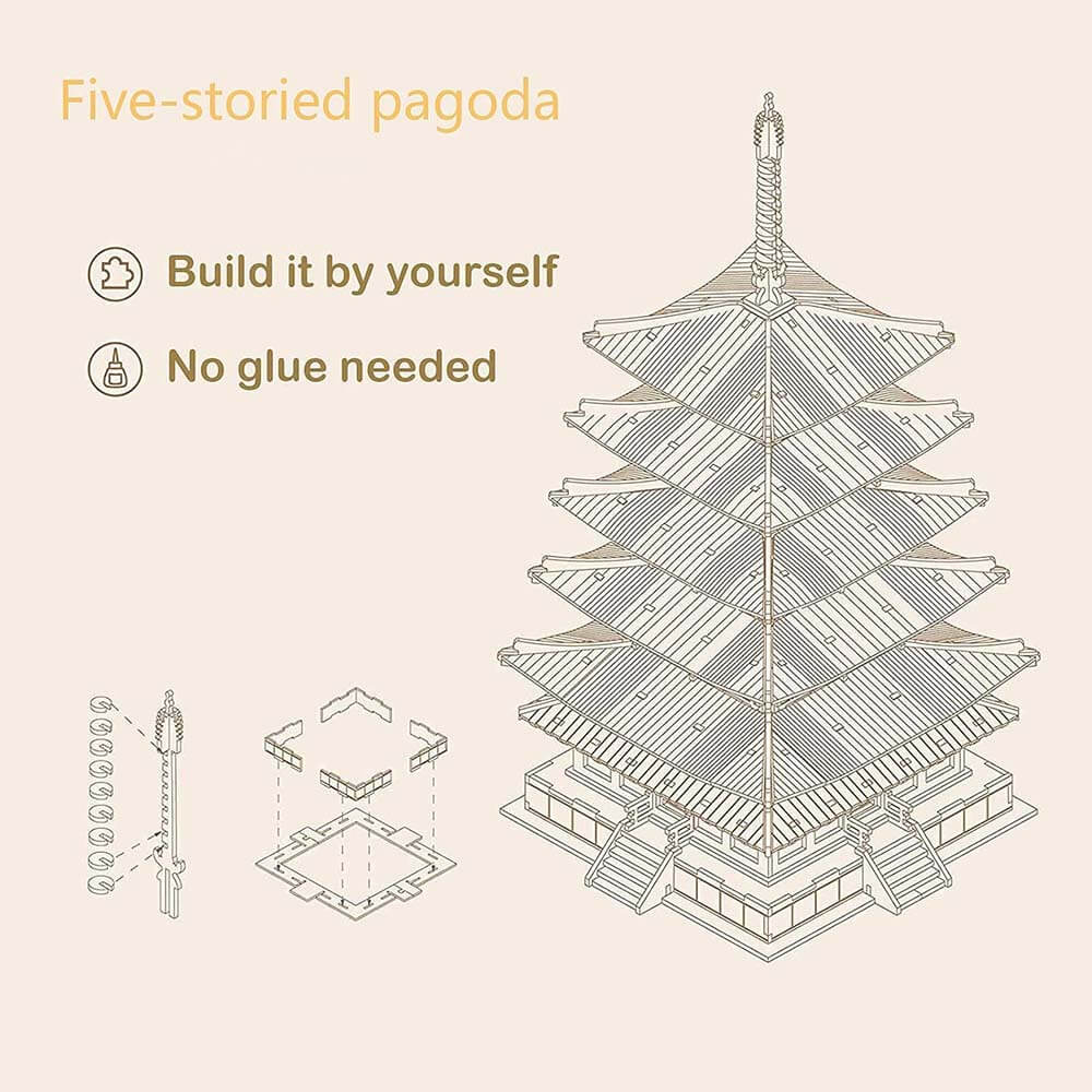 Five-Storied Pagoda Wooden Model Kit – view 6