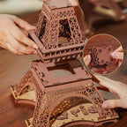 Night of the Eiffel Tower — Rusty Brown Wooden Model Kit, LED Light – view 7