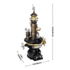 Steampunk-style mechanical model with dimensions indicated on a white background