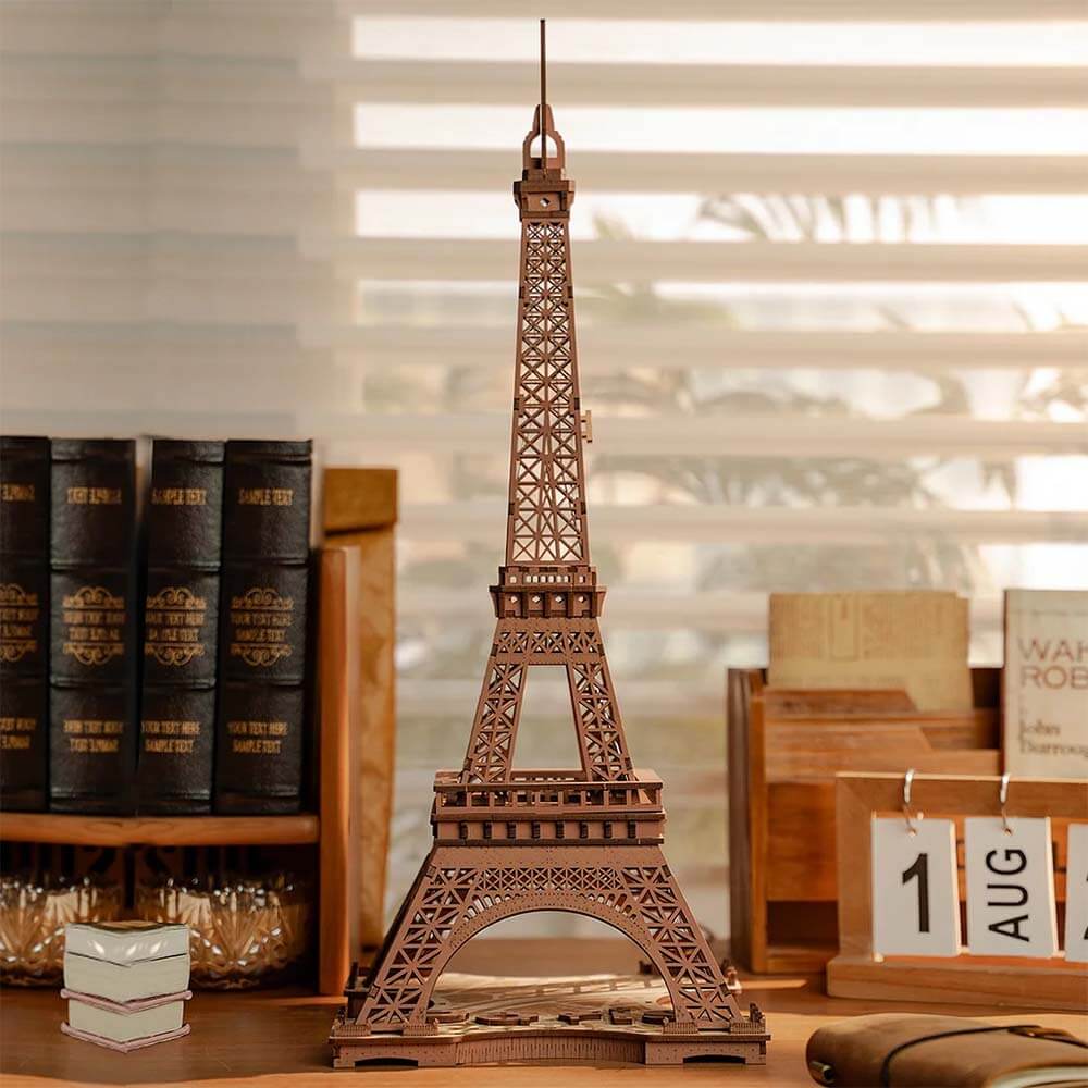 Night of the Eiffel Tower — Rusty Brown Wooden Model Kit, LED Light – view 8